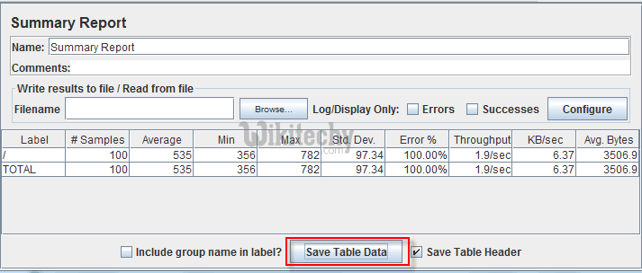  summary report table data in http proxy server